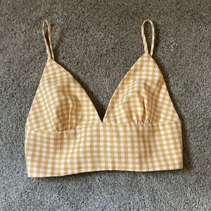 Signature8 Yellow & White Gingham Crop Bralette